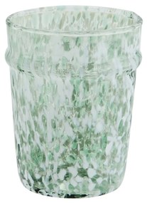 MADAM STOLTZ Pohár na vodu z brokového skla White/Green 200 ml