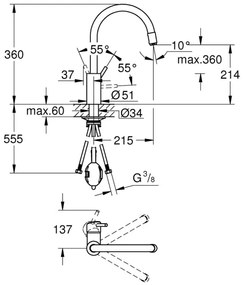 GROHE 32663003 - Drezová batéria CONCETTO 360 mm lesklý chróm