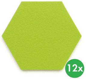 Akustický panel, samolepiace, šesťuholník, 30x26 cm, 12 ks, zelená