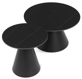 Sada konferenčných stolíkov F4118 BK, mramor, 2 ks