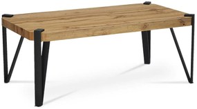 Konferenčný stolík AHG-260 OAK, 110x60x42 cm, doska MDF dekor dub, kov čierny mat