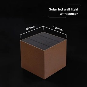 LED Sol nástenné svietidlo so snímačom LED/9W/3,7V 3000/4000/5000K IP65 2600 mAh hnedá