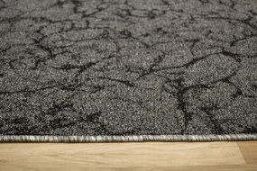 Metrážny koberec Marble 75 mramor, tmavosivý / čierny