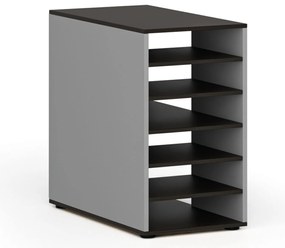 Prístavná policová skrinka k pracovnému stolu PRIMO GRAY, pravá, sivá/wenge