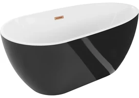 Mexen Eos, voľne stojaca vaňa 150 x 75 cm, biela-čierna, medený prepad, 52471507575-65