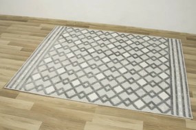 Šnúrkový koberec Stella D418A - Romby Aztec sivý / strieborný