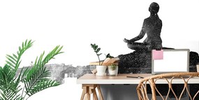Samolepiaca tapeta meditácia ženy v čiernobielom prevedení - 375x250