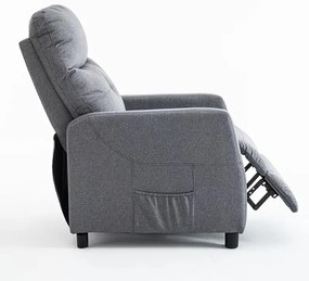 Relaxačné polohovateľné TV kreslo MODO — látka, sivá, nosnosť 130 kg