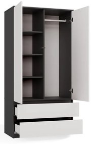 Šatní skříň Malwa SS-90 cm antracit/bílá
