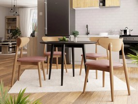 Okrúhly stôl Vidariko FI 100 so 6 stoličkami ST80 01, Dostupné poťahy: Magic Velvet 2258, farebné prevedenie stola v dreve: Čierna, farebné prevedenie stoličky v dreve: Prírodná