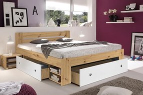 Posteľ s nočnými stolíkmi Stefan 140x200 cm, dub artisan/biela