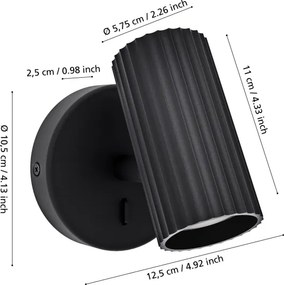 Eglo 902031 - Nástenné bodové svietidlo PORTILLO 1xGU10/5W/230V čierna