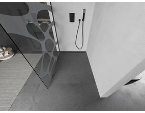 Mexen Kioto L, sprchová zástena Walk-In 80 x 200 cm, 8mm číre sklo biely vzor, čierny profil, 800-080-103-70-97