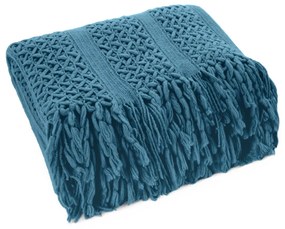 Mäkká a príjemná na dotyk modrá akrylová deka 130 x 170 cm
