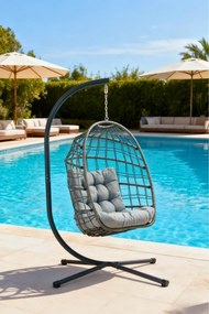 Skládací závěsné houpací křeslo Houseland Chloe šedé