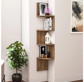 Rohová nástenná polica DESALDO 155,2x29,6 cm hnedá