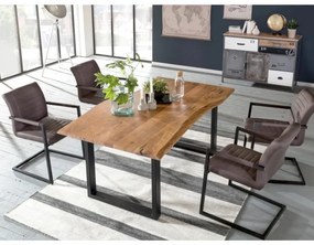 furniture-nabytek.cz - Masívna jedálenská zostava Bullwer so 4 stoličkami Picton z akáciového dreva, hnedá a čierna