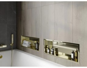 Mexen X-Wall-R, polička na zapustenie na obklad s golierom 60 x 20 cm, zlatá lesklá, 1950602010