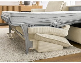 Krémová menčestrová rozkladacia rohová pohovka (variabilná) Augustin – Bobochic Paris