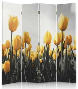 Gario Paraván Lúka žltých tulipánov Rozmery: 145 x 170 cm, Prevedenie: Otočný paraván 360°