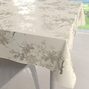 Biante Zamatový štvorcový obrus Isabela Flower IBL-022 Zlaté kvety na smotanovom 70x70 cm