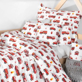 Goldea detské bavlnené obliečky - hasičské autá 140 x 200 a 70 x 90 cm