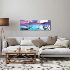 Obraz - Modrá lagúna na Islande (s hodinami) (90x30 cm)