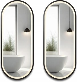 Sada dvoch oválnych zrkadiel Oskar Led II v čiernom ráme Mdf 93x183 cm