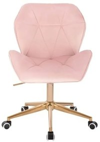 LuxuryForm DESIGN Stolička MILANO MAX VELUR na zlatej podstave s kolieskami - svetlo ružová