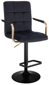 LuxuryForm DESIGN Barová stolička VERONA GOLD VELUR na čiernom tanieri - čierna