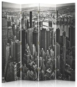 Gario Paraván Manhattan v čiernej a bielej farbe Rozmery: 145 x 170 cm, Prevedenie: Otočný paraván 360°