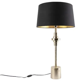 Art Deco stolová lampa zlatá a čierna bavlnený tienidlo 45 cm - Diverso