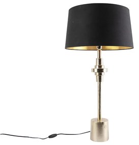 Stolová lampa v štýle art deco čierna s bavlneným tienidlom čierna 45 cm - Diverso