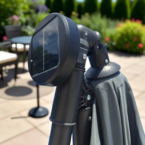 Záhradný slnečník 3,5 m so solárnym LED osvetlením – grafitový, UV50+