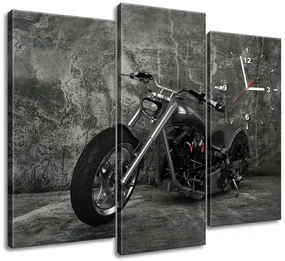 Gario Obraz s hodinami Chopper - 3 dielny Rozmery: 80 x 40 cm