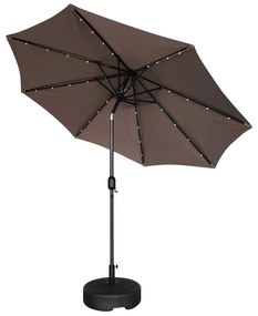 Zahradní slunečník Houseland Luna s LED osvětlením 270 cm tmavě hnědý