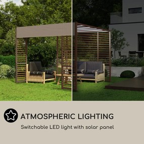 Valence, altánok, 3 x 3 m, UV50 +, vodu odpudivé, solárne LED osvetlenie, solárny panel
