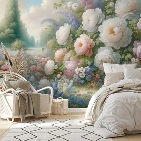 Tapeta pastelová kvetinová záhrada