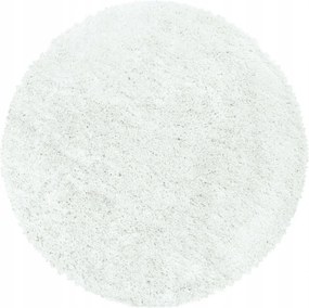 Ayyildiz, Kusový koberec Fluffy Shaggy 3500 white kruh, 160x160 (priemer) kruh, biela, obývacia izba
