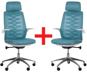 Kancelárska stolička so sieťovaným operadlom SITTA WHITE 1+1 ZADARMO, modrá
