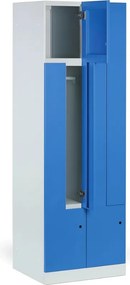 Kovová šatníková skrinka S1 Z, 4 oddiely, 1850 x 600 x 500 mm, zámok s čítačkou RFID kariet, červené dvere