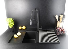 Deante príslušenstvo, skladací odkvapkávač pre Deante kuchynské drezy 470x300 mm, čierna-oceľová, DEA-ZZH_02NM