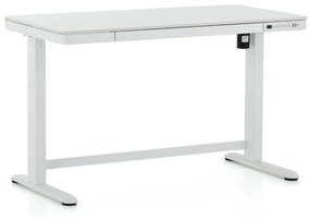 Výškovo nastaviteľný stôl OfficeTech 2, 120 x 60 cm, biela