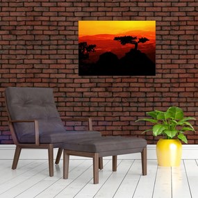 Sklenený obraz - Západ slnka (70x50 cm)