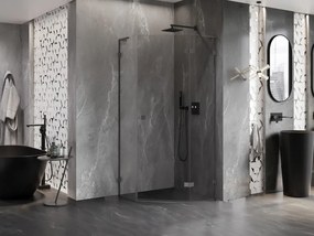 Mexen Lunar, L päťuholníkový sprchový kút s pravým sklonom 80 x 80 cm, 8mm číre sklo, grafitový profil, 831L-080P-080L-95-00-P