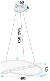 Toolight Toolight, stropné svietidlo 50cm, 62W, 4000K, 4500lm, G136-CP, zlatá, OSW-02620