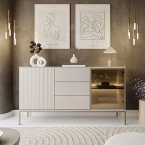 Komoda ADRIENNE s LED osvetlením , čierna matná + dub wotan