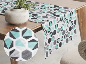 Biante Dekoračný behúň na stôl Leona LN-032 Tyrkysovo-sivé hexagóny 35x180 cm