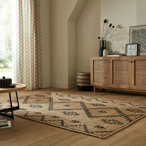 Flair Rugs, Kusový koberec Printed Jute Rowen Natural/Black, 200x290, béžová, chodba / predsieň
