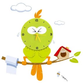 LED Detské nástenné svietidlo s hodinami LED/1W/3xAAA vták